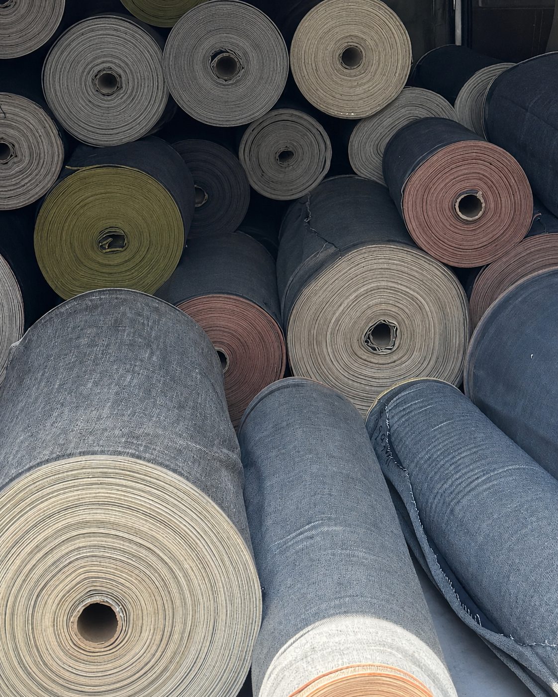 Folded selvedge denim with production ticket